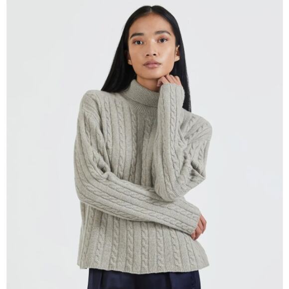 ATM Anthony Thomas Melillo Luxe Wool Cashmere Cable Knit Turtleneck Sweater - Picture 1 of 7